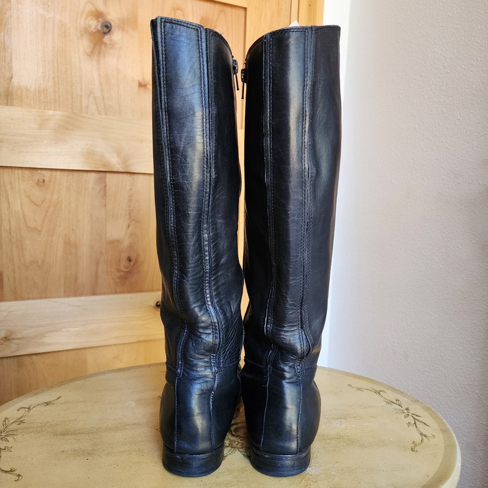 Corso Como 7.5M Black Leather Tall Riding Boots Preppy Quiet Luxury Equestrian - Picture 4 of 9